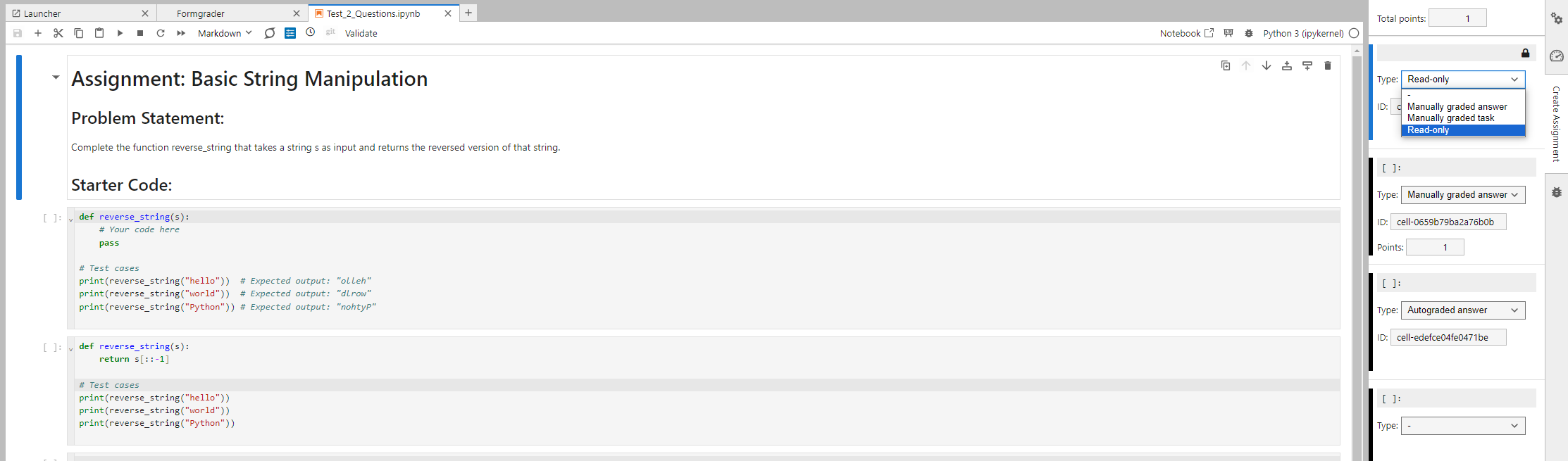 markdown cell menu